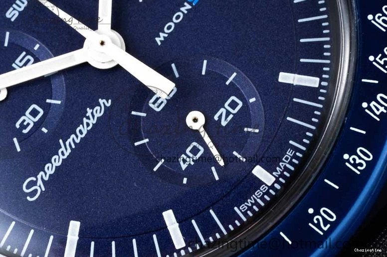 0211 ZipUp Speedmaster Misson To Neptune 1:1 Best Edition Blue Dial On Nylon Strap Quartz 7854